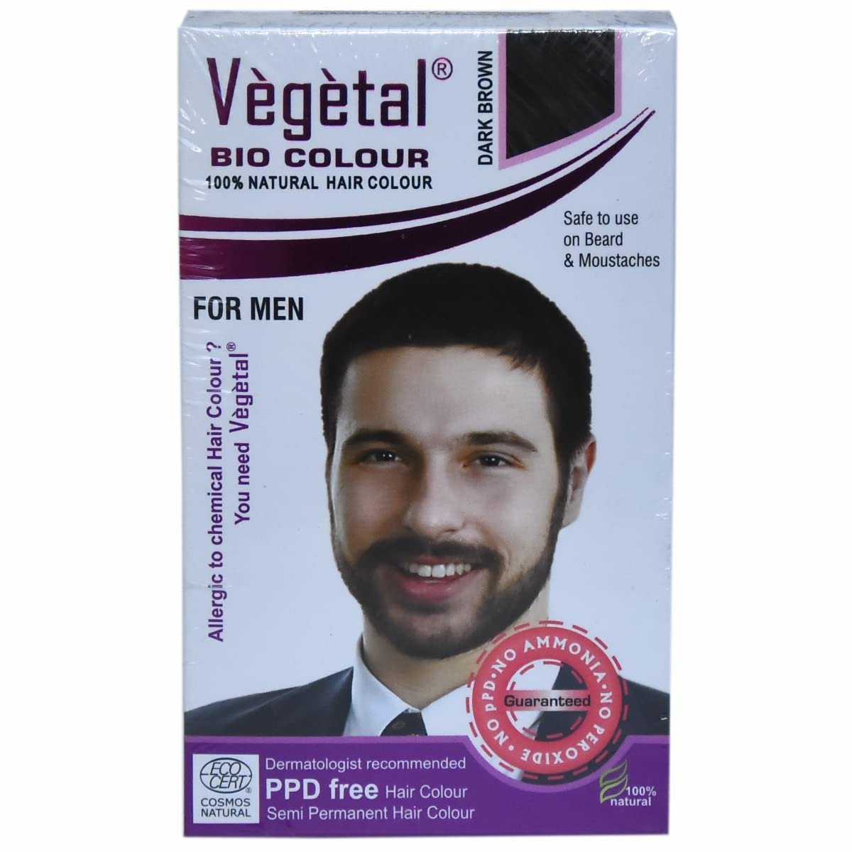 Vegetal Bio Colour - Experience Natural Dark Brown 1 Vegetal Bio Colour - Experience Natural Dark Brown Beard Hair Color for Men | Ammonia-Free, PPD-Free, 100% Organic, and Herbal | Safe and Effective Beard Dye| Complete Kit Included |25g Each - Image 1