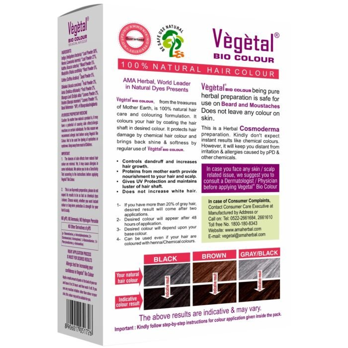 Vegetal Bio Colour - Experience Natural Dark Brown Beard Hair Color for Men | Ammonia-Free, PPD-Free, 100% Organic, and Herbal | Safe and Effective Beard Dye| Complete Kit Included |25g Each - Image 2