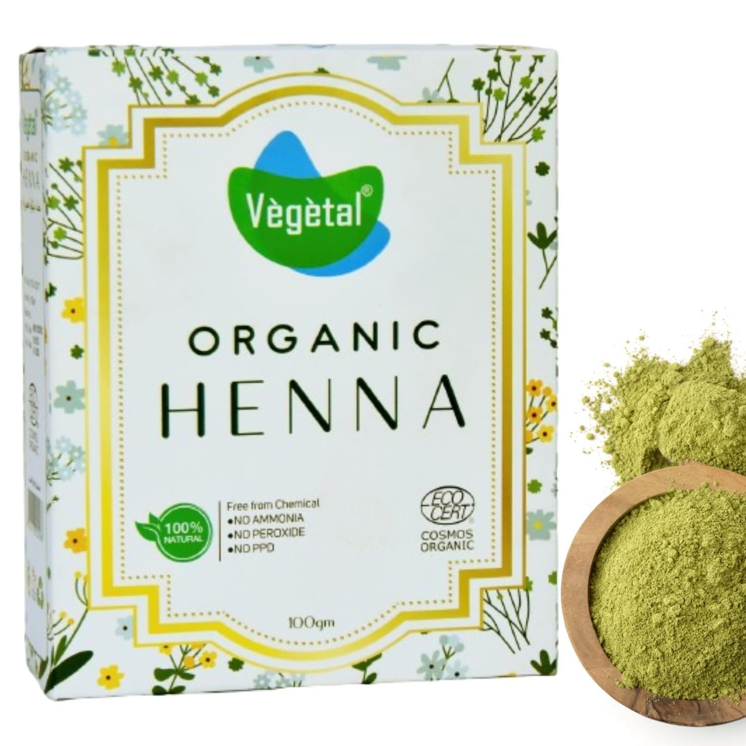 Vegetal Certified Organic and Herbal Henna Powder 1 Vegetal Certified Organic and Herbal Henna Powder, for Natural Hair Coloring, Protects hair Damage from Chemical Hair Color - 100g - Image 1