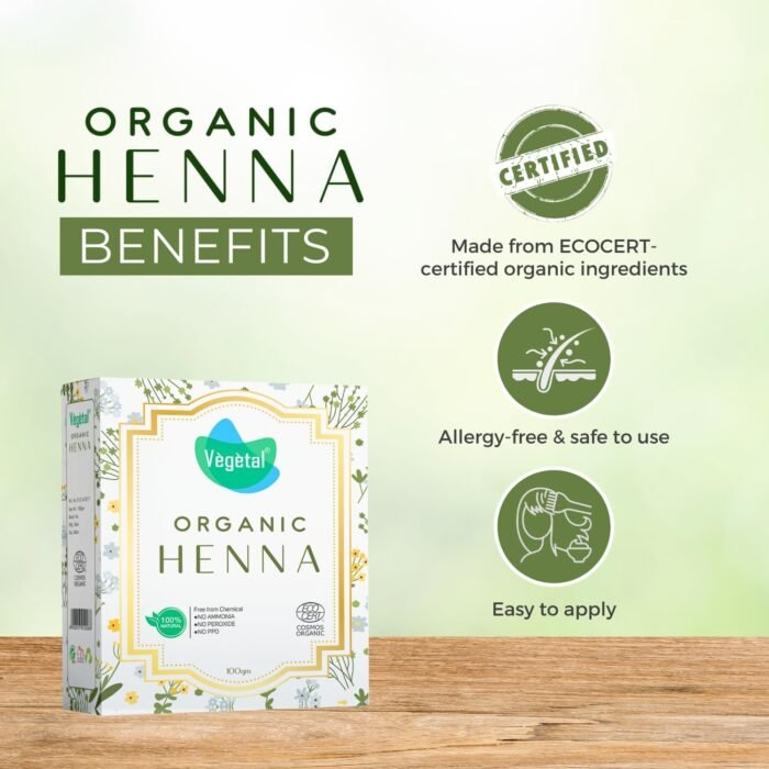 Vegetal Certified Organic and Herbal Henna Powder, for Natural Hair Coloring, Protects hair Damage from Chemical Hair Color - 100g - Image 3