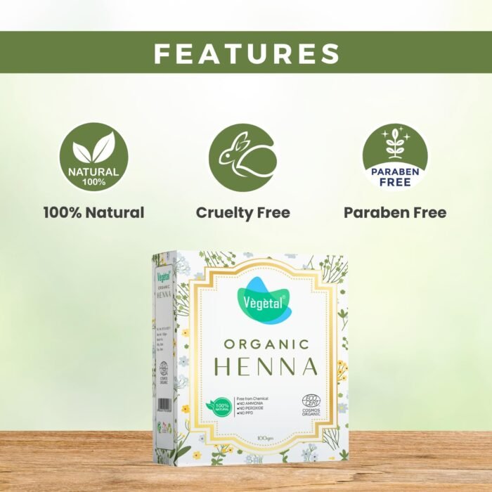 Vegetal Certified Organic and Herbal Henna Powder, for Natural Hair Coloring, Protects hair Damage from Chemical Hair Color - 100g - Image 5