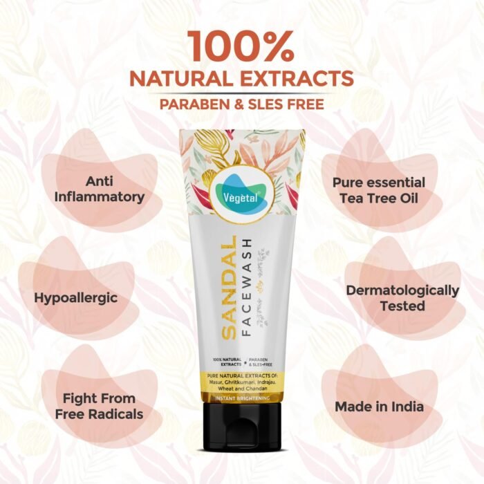 Vegetal Fairness Face Wash for All Skin Type with Sandal Wood Extract - 100g. - Image 4