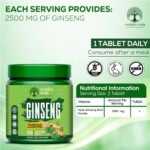 Vruksha Vitals Triple Ginseng Root - 2500 mg - Korean Red Panax Ginseng, Siberian and American Ginseng Extract Powder Tablets Capsules Supplement - Image 2