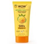 WOW Skin Science Japanese Yuzu + Vitamin C with Ceramide Brightening Face Wash | 500x Vitamin C | For Strengthened Glowing Skin | Paraben-Free Gentle Cleanser with Orange Peel & Camu Camu | 100ml