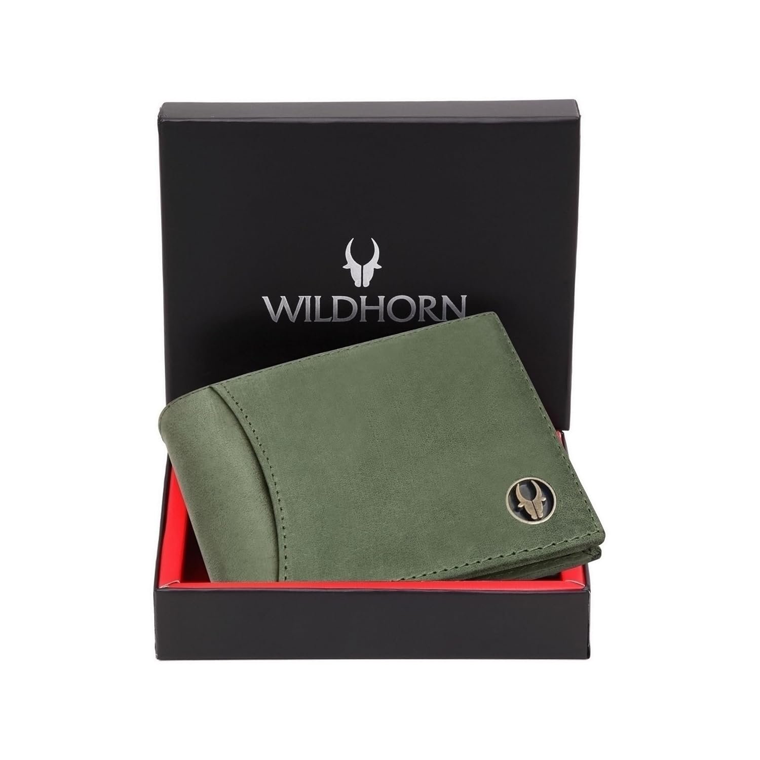 WildHorn Rfid Protected Leather Wallet For Men, Green Hunter 1 WildHorn Rfid Protected Leather Wallet For Men - Image 1