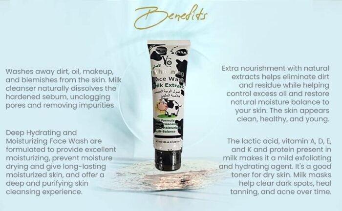 YC Fairness Face Wash for Oily Skin Enriched with Milk Moisturizes Skin Clears Clogged Pores Exfoliates Gently YC234-100 ml - Image 3