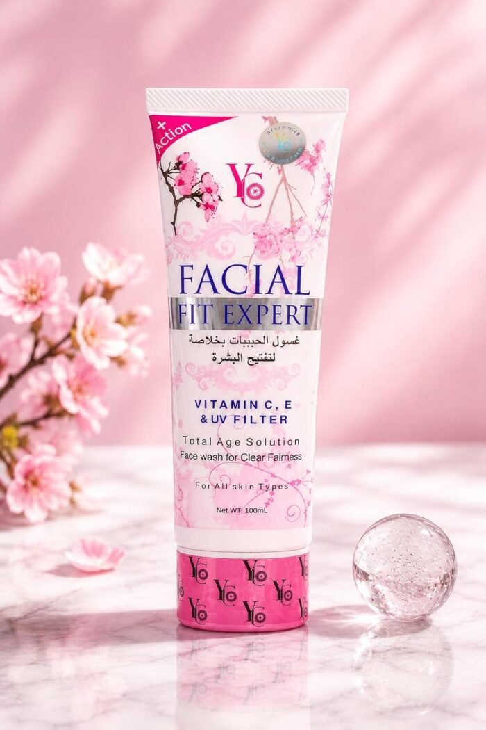 YC Vitamin C - E Face Wash Deep Cleanse Clogged Pores and Deep Moisturization Facial Fit 100 ml (Facial Fit Pink) - Image 2