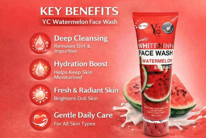 YC Watermelon Face Wash with Hydrating Extracts – Deep Cleansing, Brightening & Refreshing Face Cleanser for Radiant Skin (100ml) - Image 2