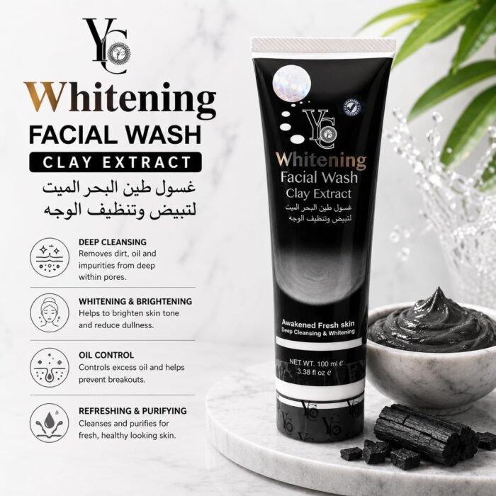 YC Whitening Clay Face Wash for Oily Skin Clears Clogged Pores Gently Cleanse and Pull Out Impurities Fights Acne YC440-100 ml Face Wash for Men - Image 2