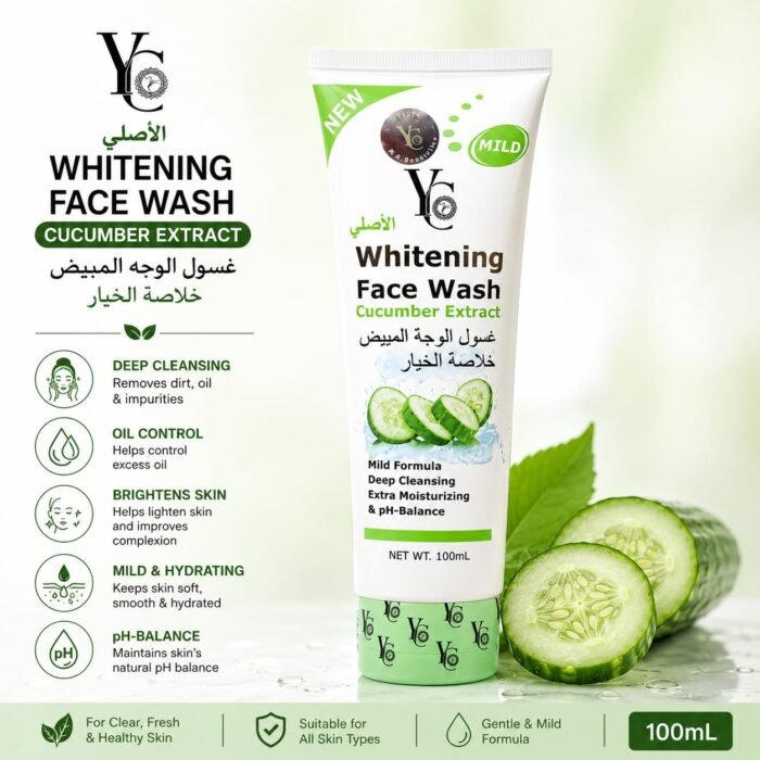 YC Whitening Face Wash for Oily Skin Enriched with Cucumber Clears Clogged Pores Gently Cleans YC230-100 ml Face Wash for Unisex - Image 2