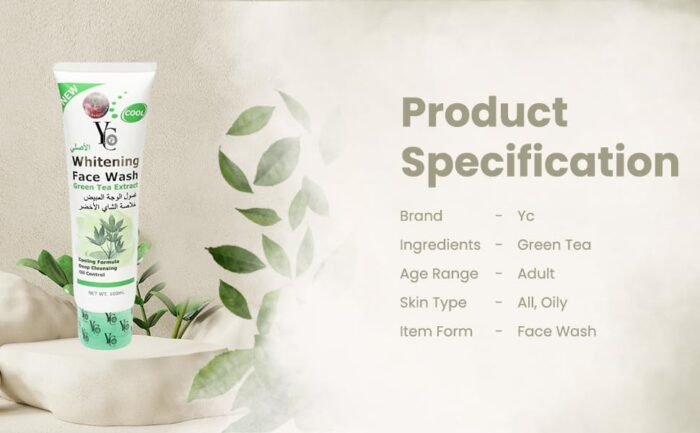 YC Whitening Face Wash for Oily Skin Enriched with Green Tea Clears Clogged Pores Exfoliates Gently YC229-100 ml - Image 8