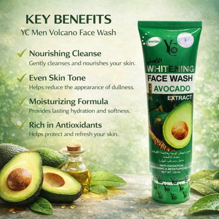 YC Whitening Face Wash with Avocado Extract, Anti-Oxidation, Refreshing & Moisturising, 100 ml - Image 3