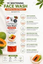 YC Whitening Face Wash with Papaya Extract, Lightens Skin, Deep Cleansing Pores, 100ml - Image 2