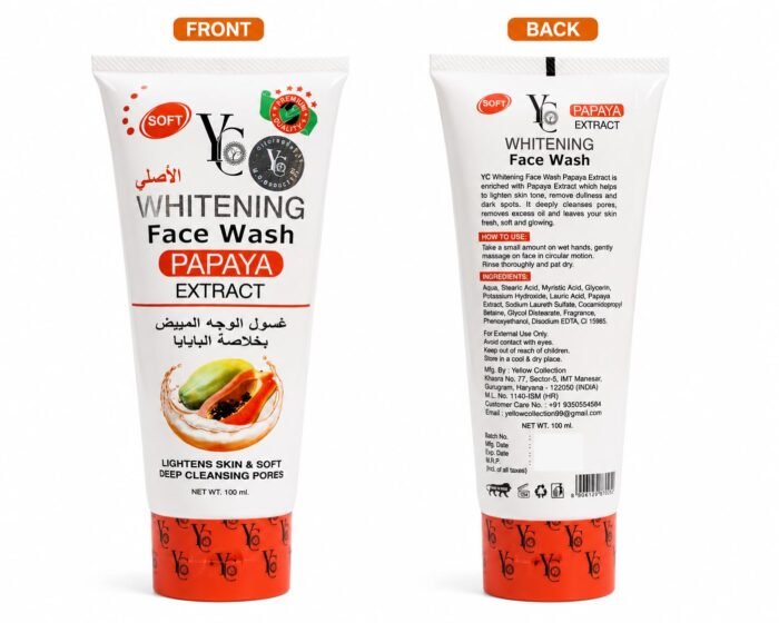 YC Whitening Face Wash with Papaya Extract, Lightens Skin, Deep Cleansing Pores, 100ml - Image 4