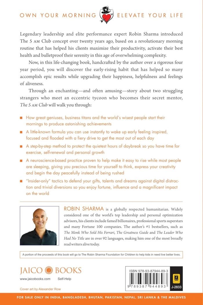 The 5 AM Club: Own Your Morning. Elevate Your Life, by Robin Sharma, Paperback - Image 2