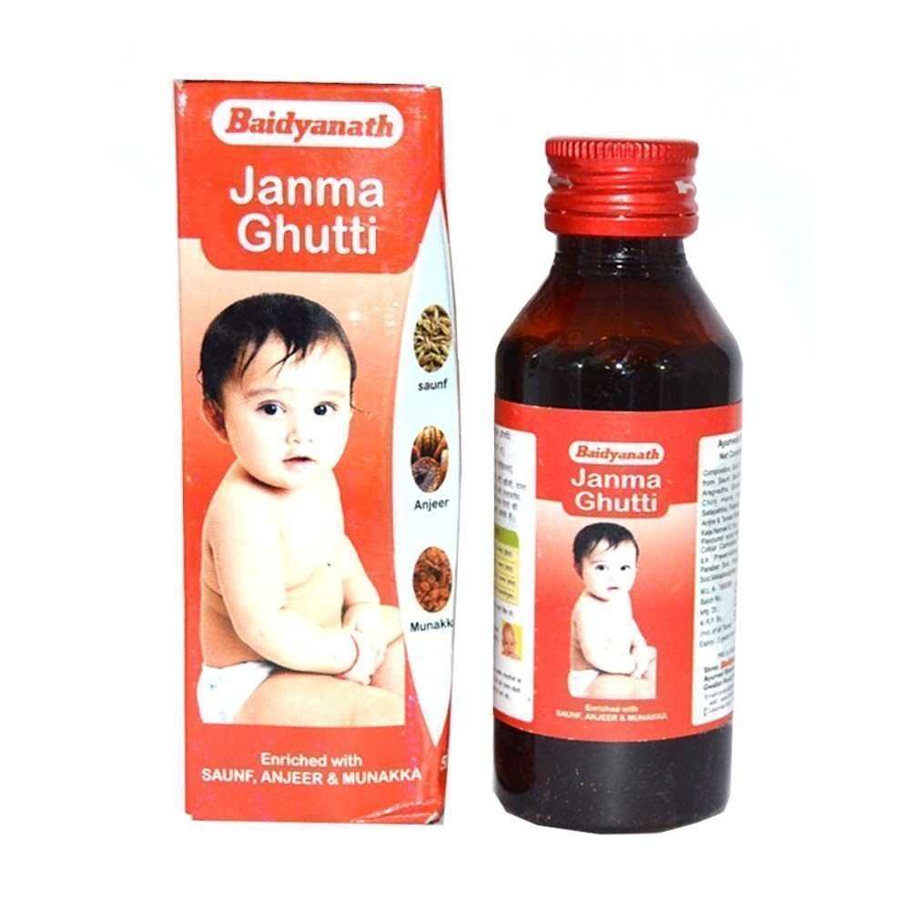 Baidyanath-Herbal-Janamaghutti-Syrup.jpg Baidyanath Herbal Janamaghutti Syrup For growth of Infants 100ml - Image 1