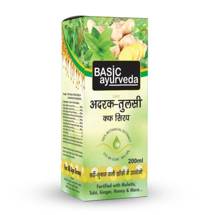 Basic Ayurveda Adrak Tulsi Cough Syrup (200 ml) For cold and cough, infections, allergies and inflammation - Image 5