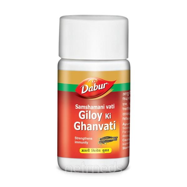 Dabur-Giloy-Ki-Ghanvati.jpg Dabur Giloy Ki Ghanvati - 40 Tablets common cold infections - Image 1