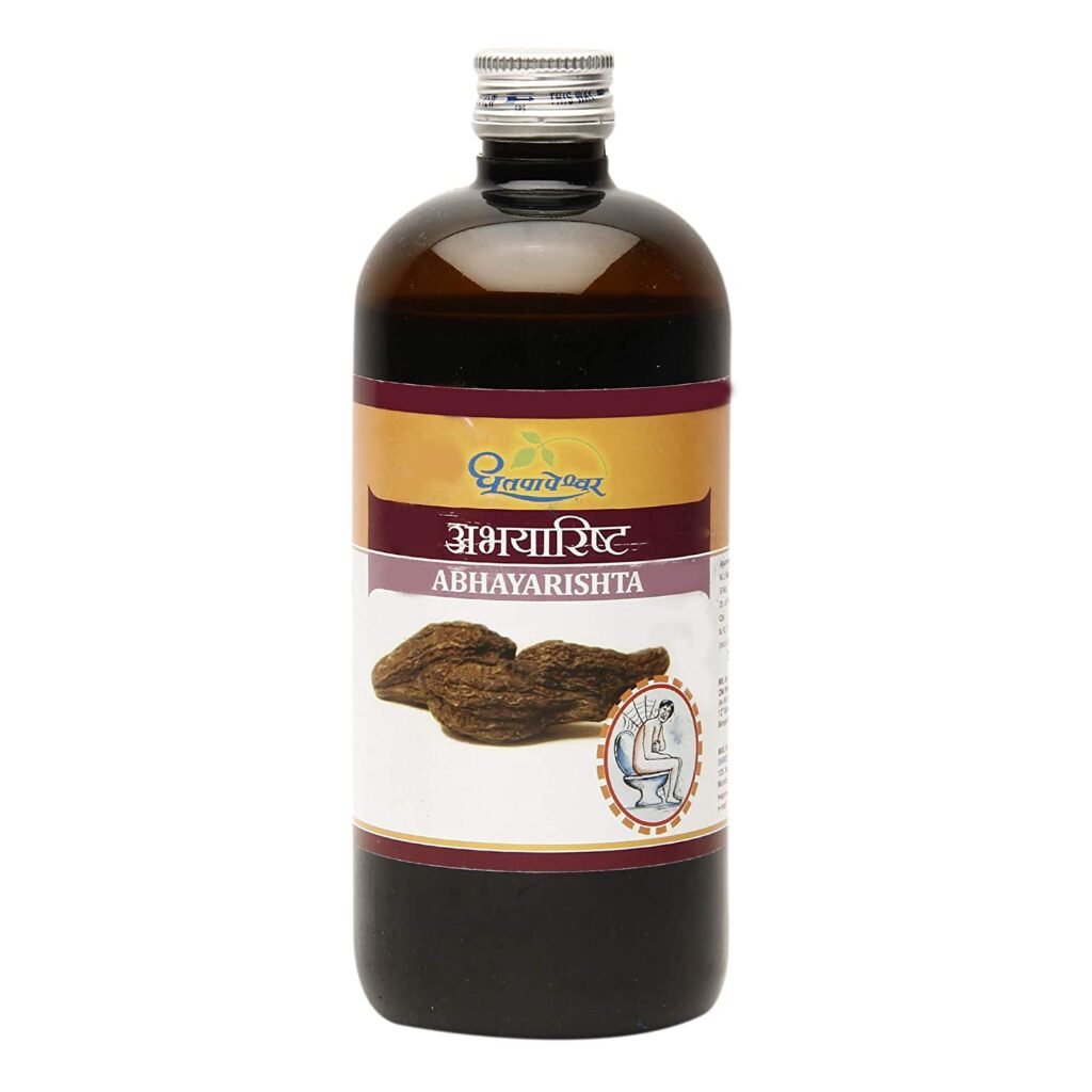 Dhootapapeshwar-Abhayarishta-450ml-scaled-1.jpg Dhootapapeshwar Abhayarishta 450ml for constipation, detoxification, defecation - Image 1