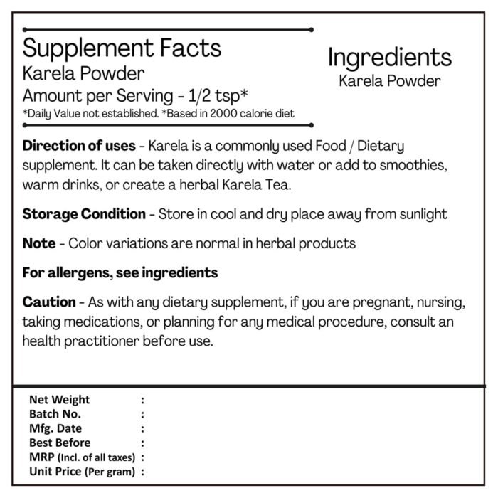 H&C Herbal Ingredients Expert Karela Bitter Gourd Powder, 227g for Blood Sugar Control & Metabolic Wellness - Image 3