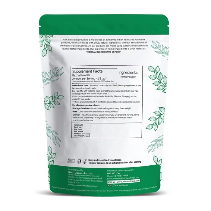 H&C Herbal Ingredients Expert Natural Katha Powder, 227g - Black For hair conditioning and coloring - Image 2