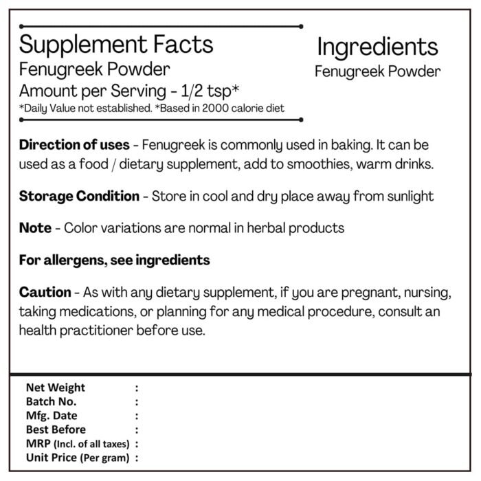 H&C Herbal Ingredients Fenugreek  Powder - 227g For Hair Care | Hair Nourishment - Image 3