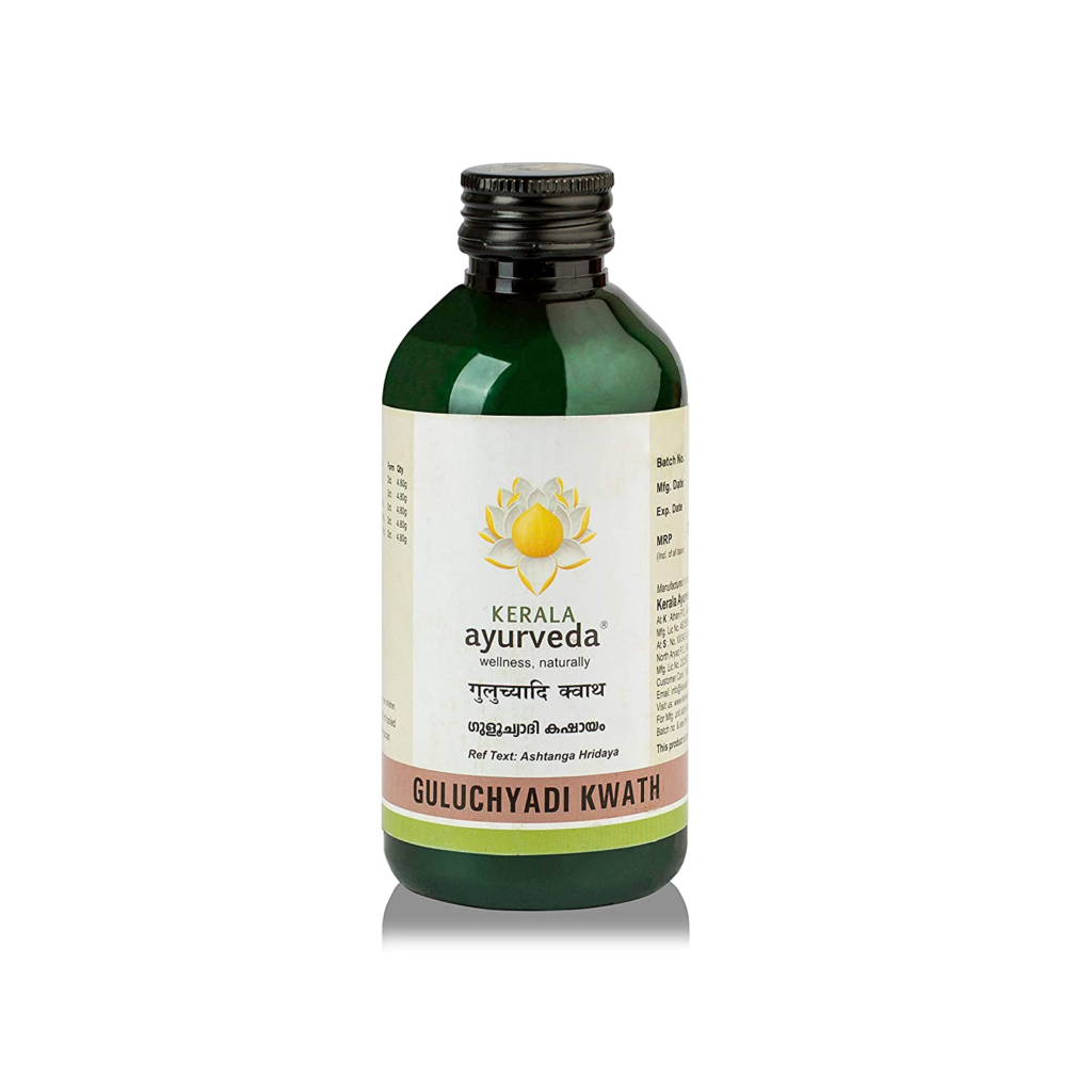 Kerala-Ayurveda-Guluchyadi-Kwath-200-Ml.png Kerala Ayurveda Guluchyadi Kwath 200 Ml for bleeding disorders, pain, burning sensation, arthritis - Image 1