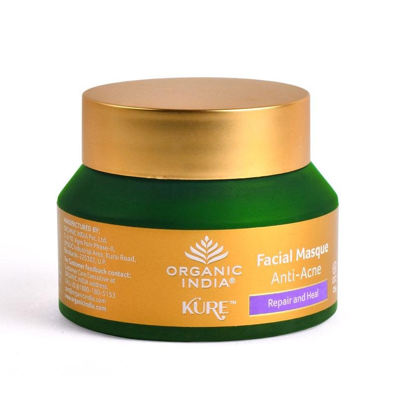 Organic-India-Kure-Facial-Masque-Anti-Acne-25-gm.jpg Organic India Kure Facial Masque Anti-Acne 25 gm for pimples, acne scars, blackheads skin care - Image 1