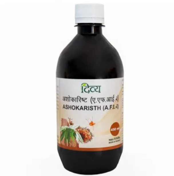 Patanjali-Divya-ASHOKARISTH-1.png Patanjali Divya ASHOKARISTH 450 ml for abdominal pain, post-partum infections, mucus discharge, irregular menstruation, weak immunity - Image 1