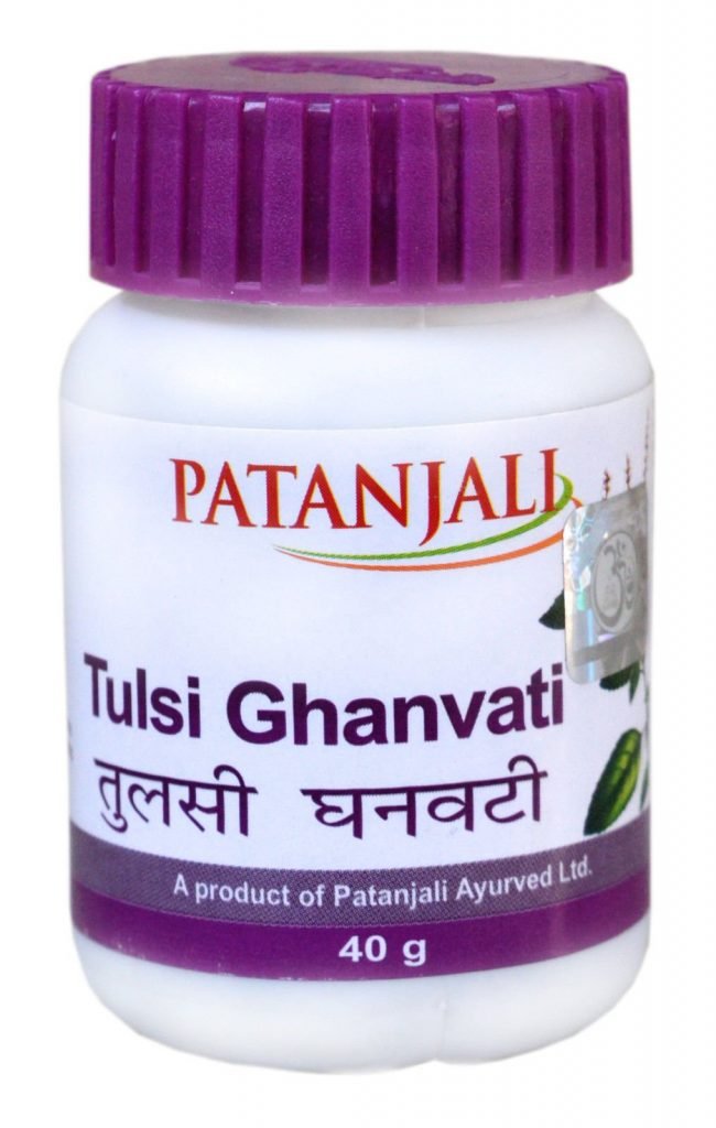 Patanjali-Tulsi-Ghanvati-40gm.jpg Patanjali Ayurveda Tulsi Ghanvati 40gm tablet, body pain due to fever, nasal congestion, sneezing, blockage of nose - Image 1
