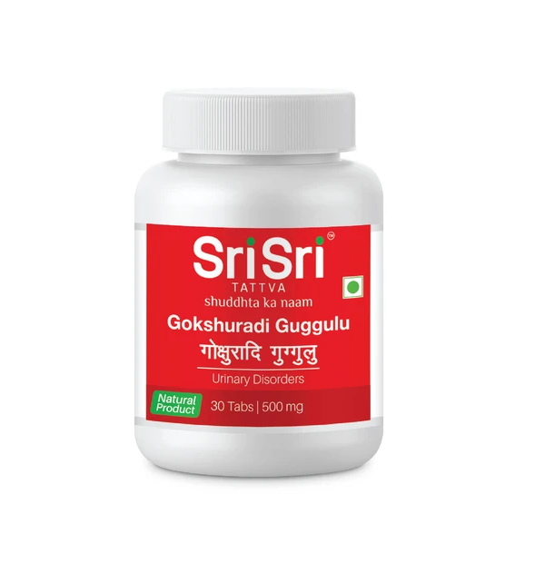Sri-Sri-Tattva-Ayurvedic-Gokshuradi-Guggulu.png Sri Sri Tattva Ayurvedic Gokshuradi Guggulu - Urinary Disorders 30 Tablets | 500mg anti-lithiatic, anti-inflammatory, anti-arthritis, anti-hypertensive, anti-gout, analgesic, muscle relaxant and adaptogenic - Image 1