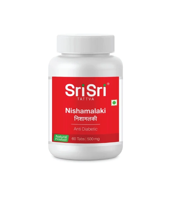 Sri-Sri-Tattva-Ayurvedic-Nishamlaki-Tablet.png Sri Sri Tattva Ayurvedic Nishamlaki Tablet - Anti-Diabetic, 60 Tablets | 500mg for blood sugar level anti allergic - Image 1