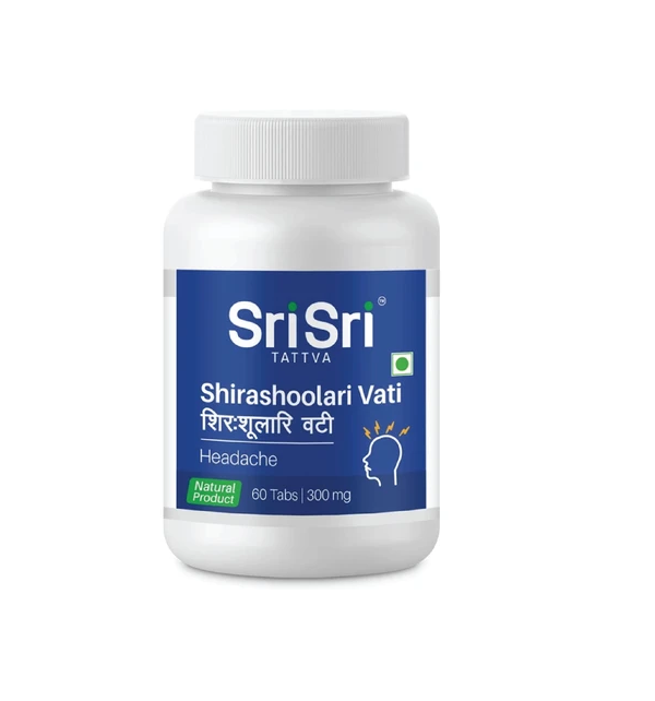 Sri-Sri-Tattva-Ayurvedic-Shirashoolari-Vati.png Sri Sri Tattva Ayurvedic Shirashoolari Vati - Headache 60 Tablets | 300mg for Vomiting Headache - Image 1