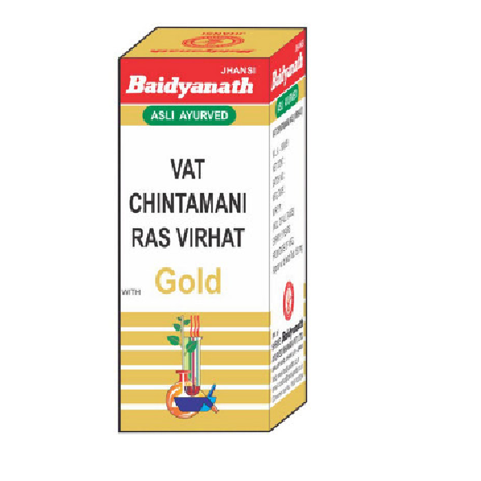 Vat-chintamani-ras-1.png Baidyanath Mahalaxmivilas Ras (Swarna Yukta) (10tab) for Acts well in Cough, Cold, Fistula, Swelling in Throat and Sinusitis, Joint Pains - Image 1
